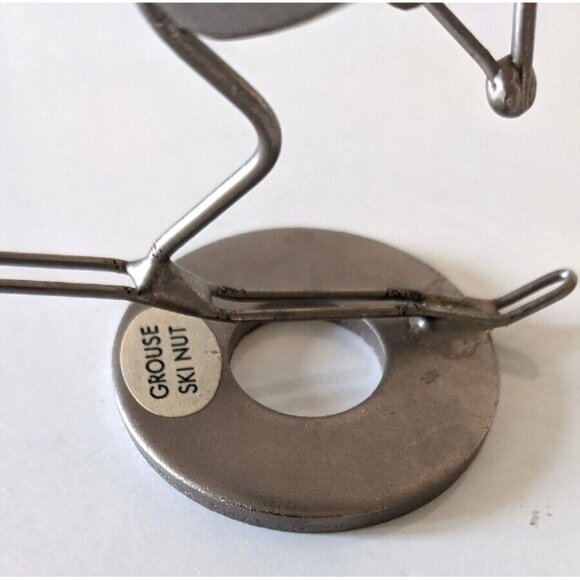 Junk Art VTG 2001 Vernart Ski Nut Skier Figurine Handcrafted Metal 6" Tag Canada - Picture 8 of 12